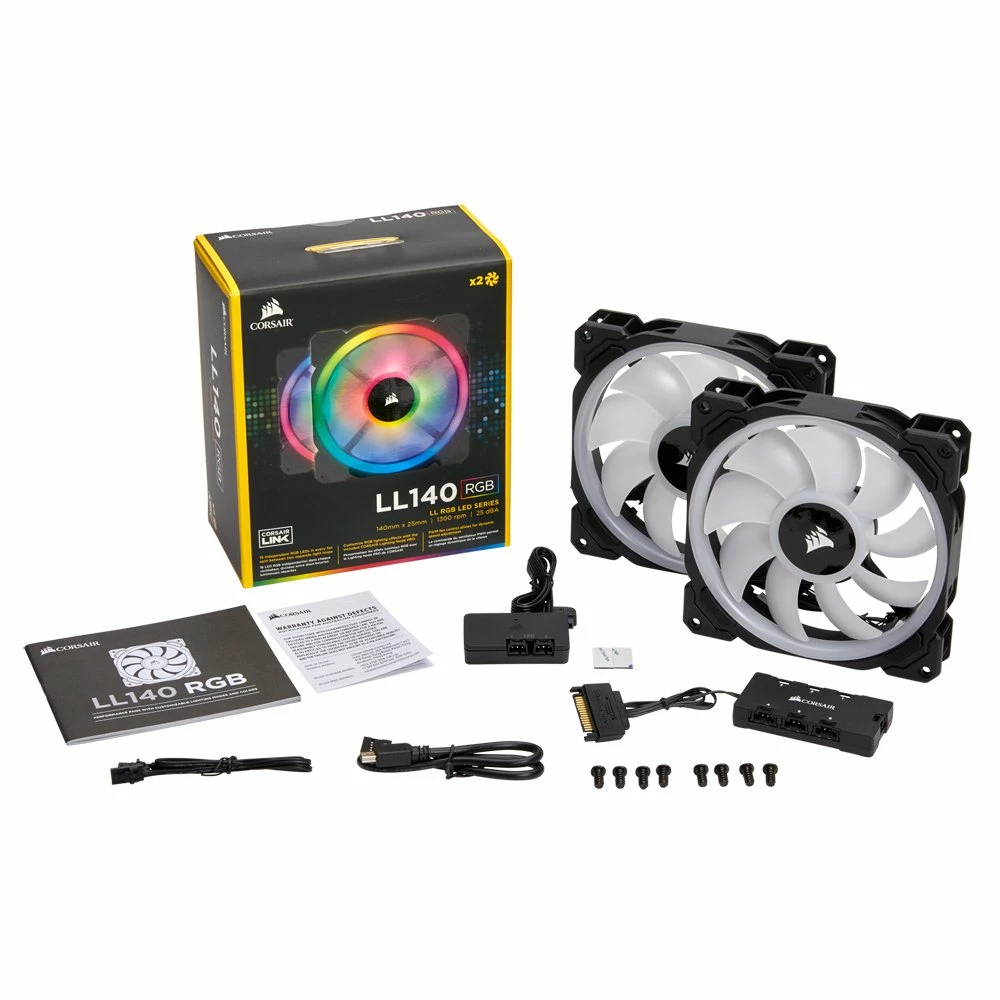 Corsair LL140 RGB Hydraulic Bearing 140mm Case Fan With Lighting Node Pro - Twin Pack 3 Corsair LL140 RGB Hydraulic Bearing 140mm Case Fan With Lighting Node Pro - Twin Pack - Image 3