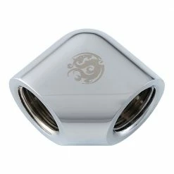 Bitspower 90-Degree With Dual Inner G1/4" Extender - Silver Shining