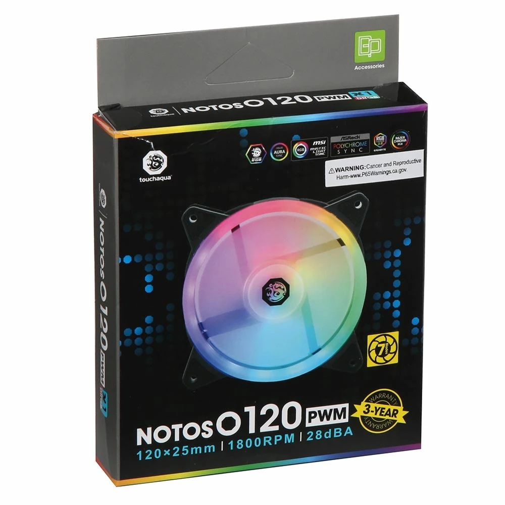 Bitspower Touchaqua Notos O RGB Hydro Bearing 120mm Case Fan 3 Bitspower Touchaqua Notos O RGB Hydro Bearing 120mm Case Fan - Image 3