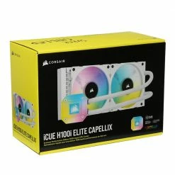 Corsair ICUE H100i ELITE CAPELLIX 240mm RGB Water Cooling Kit - White -LIAN LI Sales 632325 222521 05 package zoom