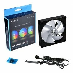 Lian Li UNI AL120 RGB Fluid Dynamic Bearing 120mm Case Fan - Black 5 Lian Li UNI AL120 RGB Fluid Dynamic Bearing 120mm Case Fan - Black -LIAN LI Sales 638105 281345 03 package zoom