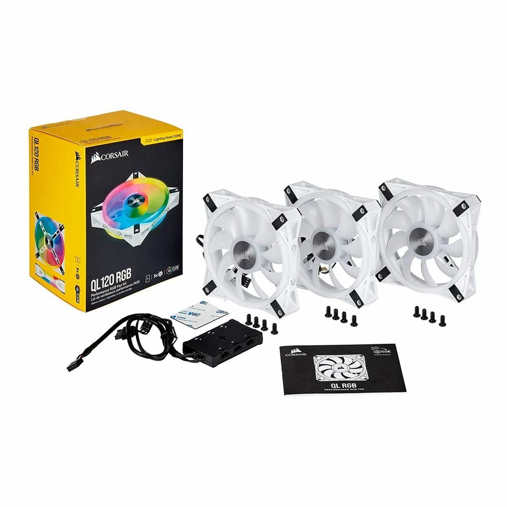 Corsair QL120 White RGB Hydraulic Bearing 120mm Case Fan - 3 Pack With ICUE Node CORE 6 Corsair QL120 White RGB Hydraulic Bearing 120mm Case Fan - 3 Pack With ICUE Node CORE - Image 6