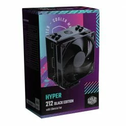 Cooler Master Hyper 212 Black Edition CPU Air Cooler Silencio FP120 Fan; Anodized Gun-Metal Black; Brushed Nickel Fins; 4 Copper Direct Contact Heat Pipes -LIAN LI Sales 645009 363168 04 package zoom