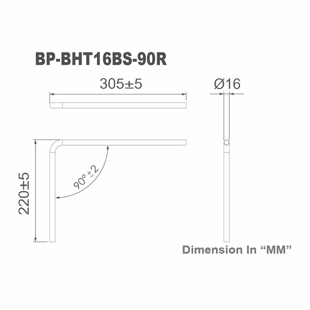 Bitspower Pre-bent 90-Degree Brass Hard Tubing OD16MM Black Sparkle - Length 220x300MM 3 Bitspower Pre-bent 90-Degree Brass Hard Tubing OD16MM Black Sparkle - Length 220x300MM - Image 3