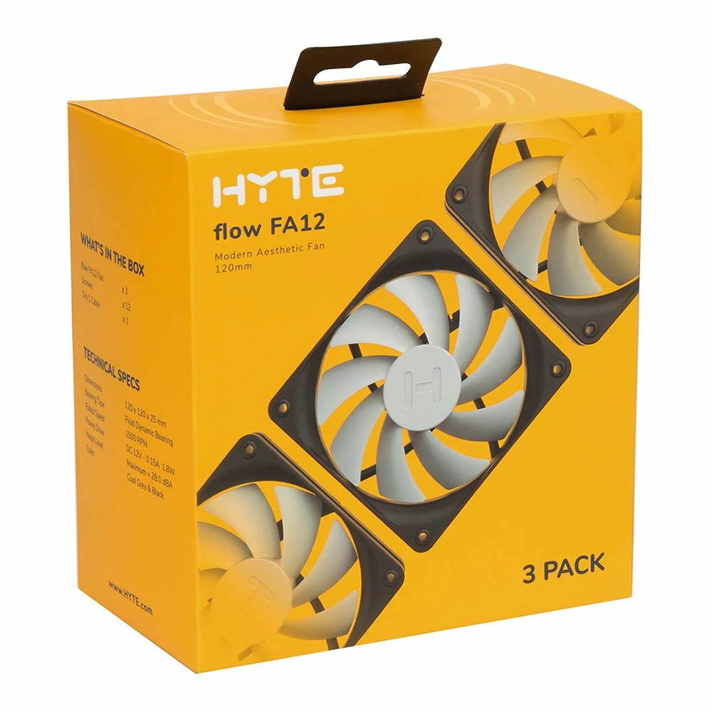 HYTE Flow FA12 Fluid Dynamic Bearing 120mm Case Fan - 3 Pack 3 HYTE Flow FA12 Fluid Dynamic Bearing 120mm Case Fan - 3 Pack - Image 3